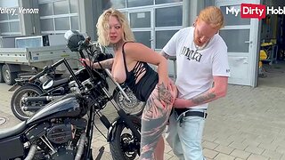 German non-professional fucked in public overwrought the biker